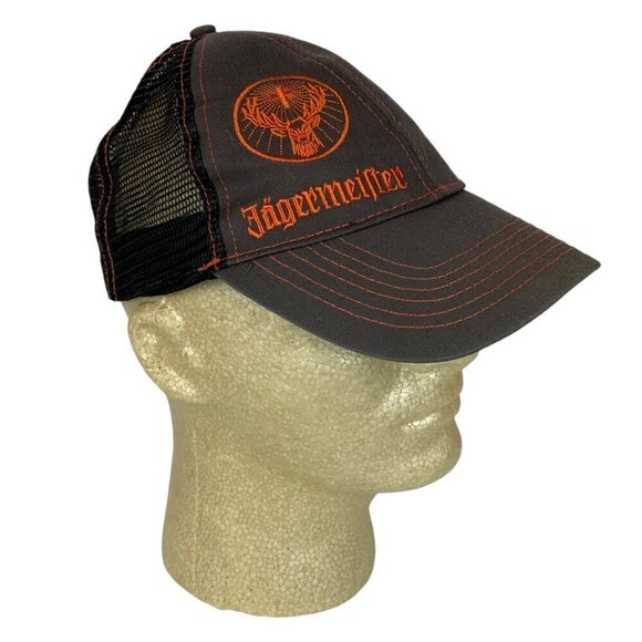 Jägermeister Trucker Hat Black Orange Adjustable Snapback Mesh Back Embroidered - Picture 2 of 7